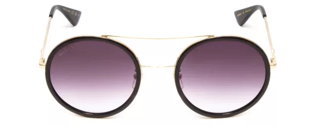 Gucci GG0061S Women's Round Full Rim Designer Sunglasses in Gold/Black/Gray 56mm 2