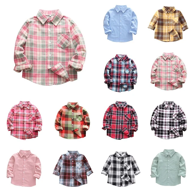 Camicie bambini flanella shirt top accessori bottone borsa piuma bambini a quadretti