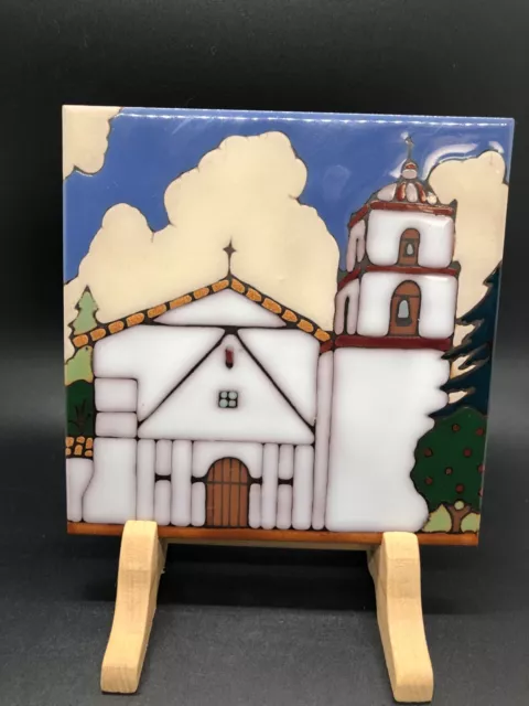 Terra Cotta Clay Triton Art Tile Hand Religious USA CA San Buenaventura Church