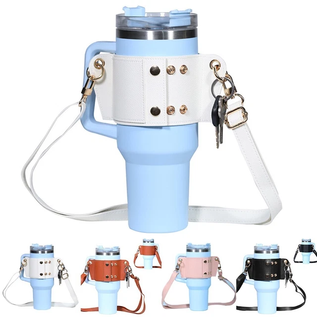 Porte-Bouteille En Cuir Végan Avec Sangle - Compatible Hydro Flask, Iron Flask (Diam. ~7cm) - Pour Randonnée, Voyage