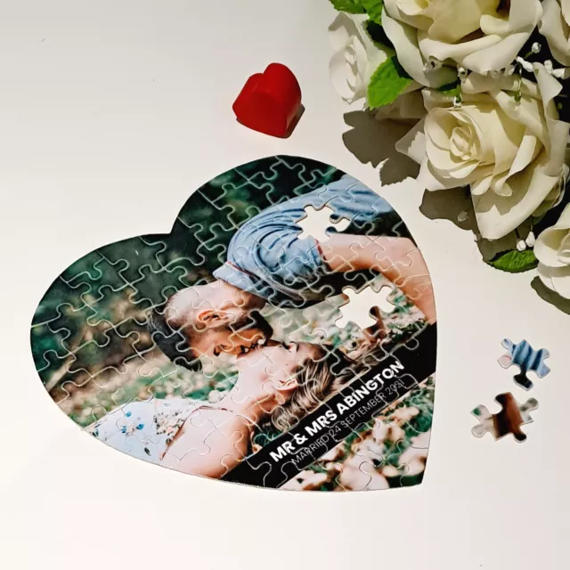 Personalised Photo Jigsaw Puzzle Heart Shaped Anniversary Wedding Birthday Gift