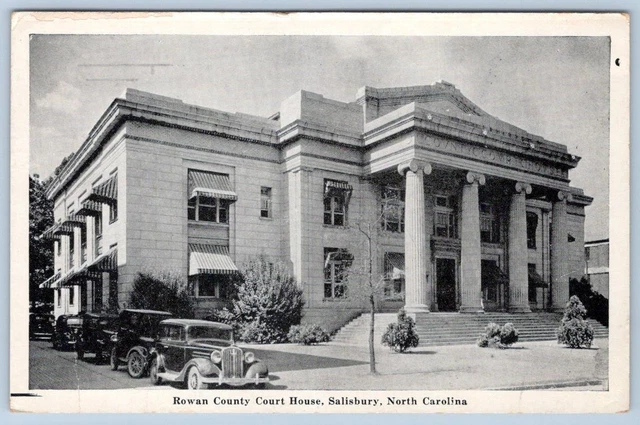 1957 Rowan County Court House Salisbury North Carolina Old Cars Vintage Postcard