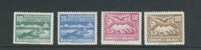 BOLIVIA 1941 AIRS, PLANE near LAKE TITICACA etc (Sc C82-85) VF MLH read desc