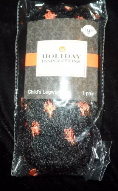 girls NEW NIP LEG WARMERS HALLOWEEN black orange 1 SIZE AGES 3 UP dots furry! @@