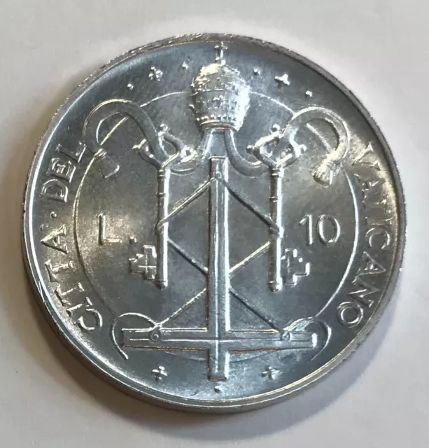 Vatican 10 Lire 1967 - Saint Peter Inverted Cross - Petrine Cross - Pope Paul VI