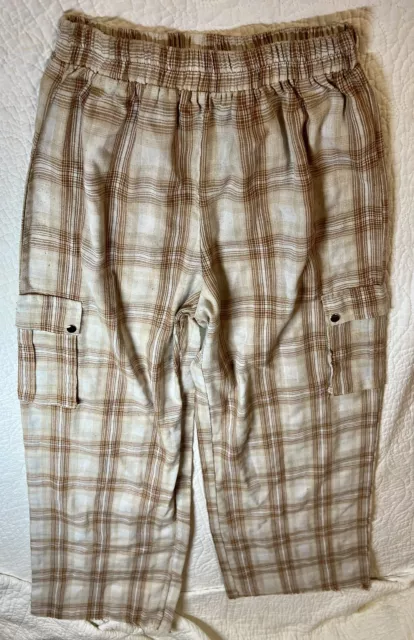 Pretty Little Thing Brown and White Plaid Wide Leg Pants Size 4 Y2k 2000’s 1990