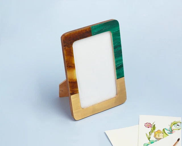 Cornice fotografica G Decor verde malattite, marrone e oro