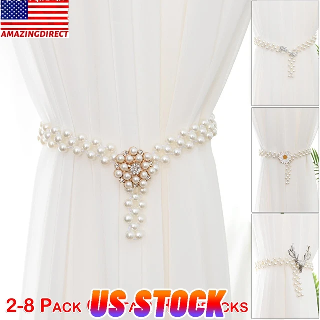 2-8Pcs Window Curtain Tie Backs Drape Pearl Rope Holdbacks Ornament Living Room