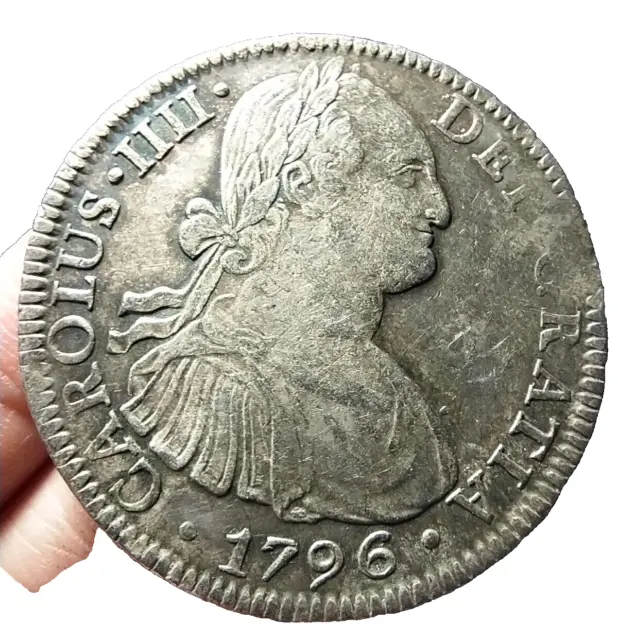 8 Reales 1796 Bust Dollar Hispan Mexico Spanish Colonial, Carolus IIII, MO, FM