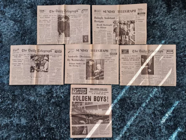 Newspaper Reprints From 12th - 31st July 1966 World Cup Daily Mirror & Telegraph