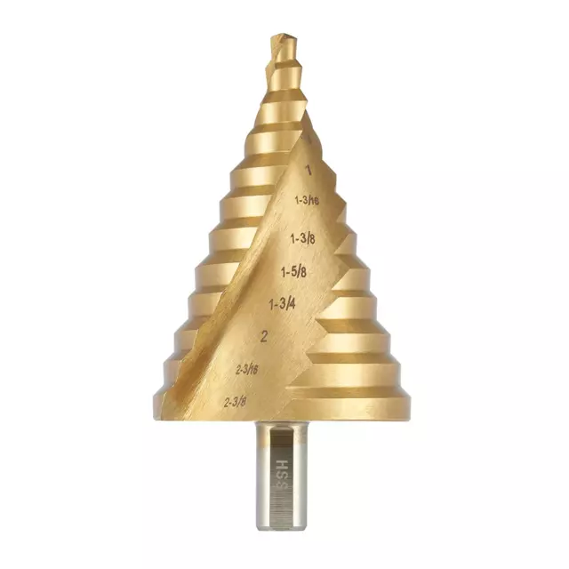 Large Step Drill Bit, 1/4 to 2-3/8 Inch High Speed Steel Drill Cone Bits for She