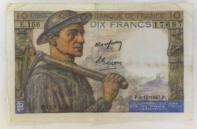 Billet De Banque 10 Francs Mineur Du 4-12-1947 Voir Photos