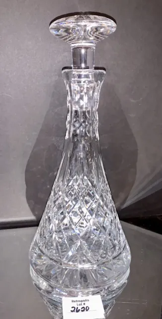 Vtg Diamond Pattern Round Glass Wine Spirit Whiskey Decanter With Stopper