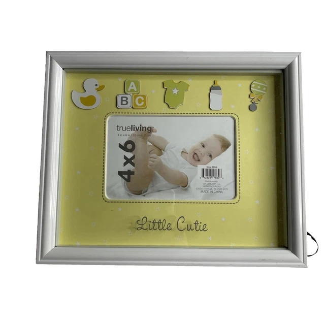 True Living “LITTLE CUTIE” Baby Picture Photo Frame 4X6; Hanging/Freestanding