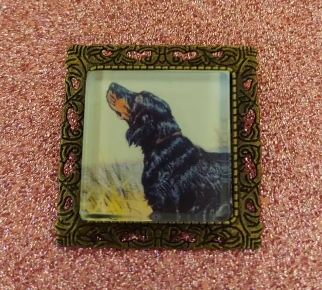 Gordon Setter Hunt Dog vintage like brass brooch Necklace Pendant Jewelry