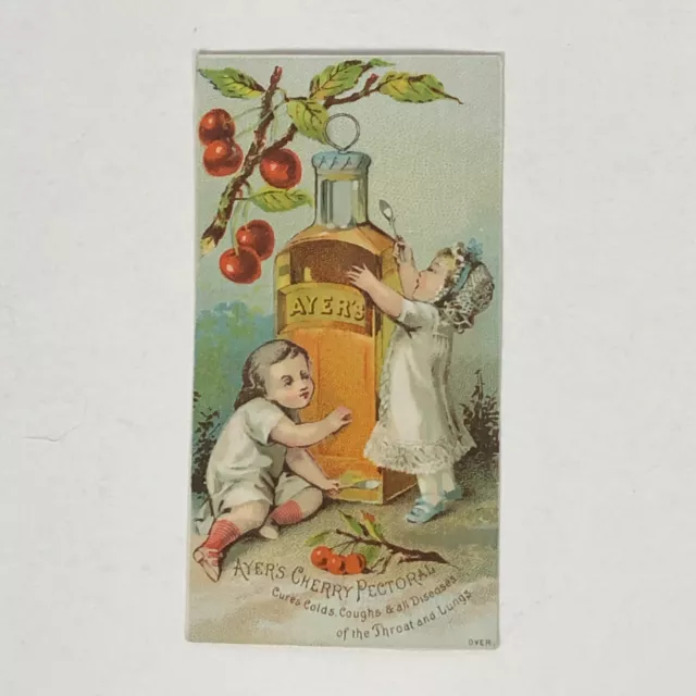 Ayer's Cherry Pectoral  Victorian Trade Card Cures Colds Coughs Throat Lungs