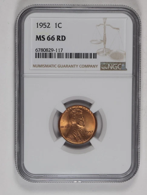 1952 NGC MS66RD Lincoln Wheat Cent 1c