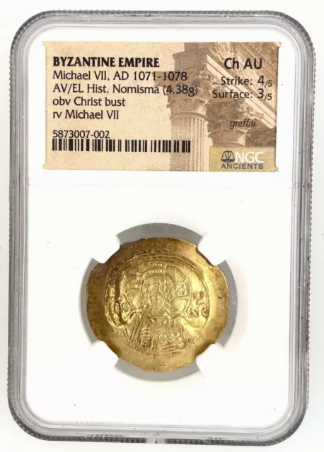 BYZANTINE EMPIRE MICHAEL VII, AD 1071-1078 NGC AU ~ ANCIENT GOLD COIN Scares !!!