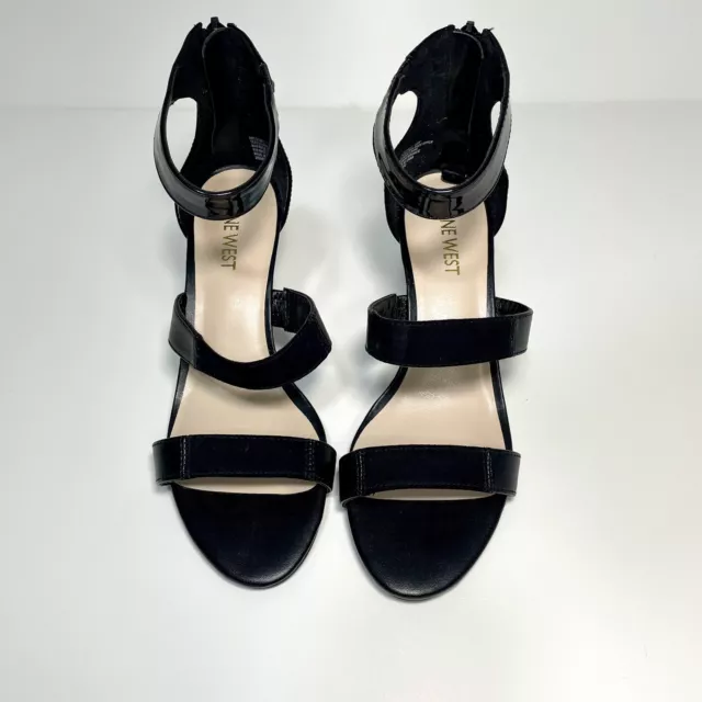 Nine West Ankle Strap Black Open Toe Stilettos Heel Sandals Shoes Sz6W (UK4)