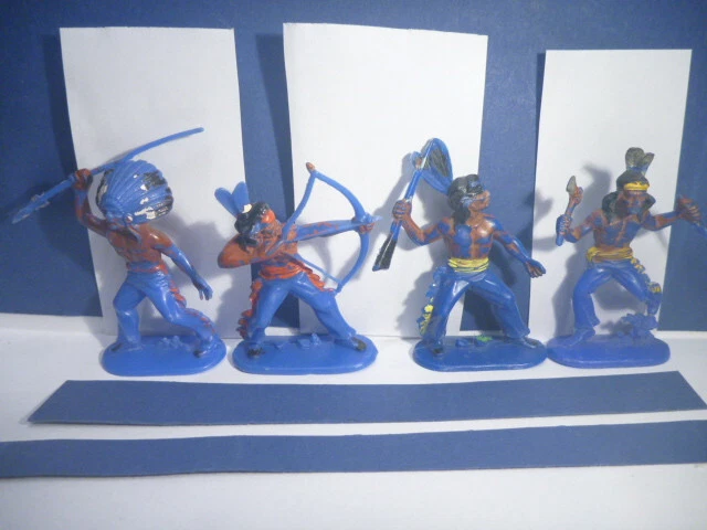 HALT ALT! 4 seltene Jean Höfler Indianer Sammler Figuren Kunststoff 1960/70 Jahr