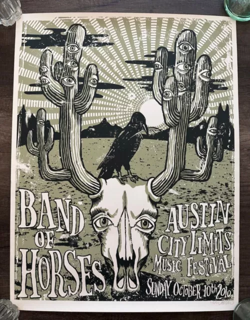 Band Of Horses Music Art Print From Austin City Limits Music Festival Signed/Num