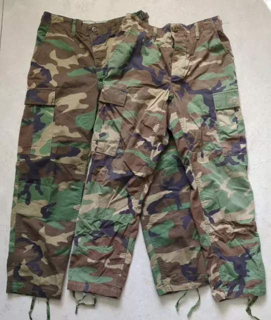 US MILITARY BDU Woodland Camo Pants Trousers x2 Set Ripstop & Twill ...