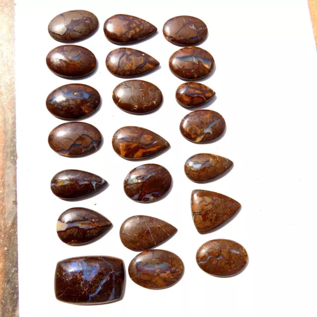 (21 PCS BULK LOT) 663.00 Cts. NATURAL BOULDER OPAL MIX CABOCHON LOOSE GEMSTONES 3