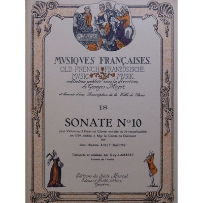 ANET JEAN-BAPTISTE Musica SONATES A VIOLON SEUL ET BASSE CONTINUE Paris 1729 