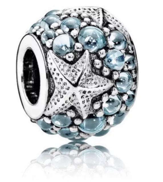 Authentic Pandora Sterling Silver OCEANIC STARFISH Frosty Mint CZ Bead Charm