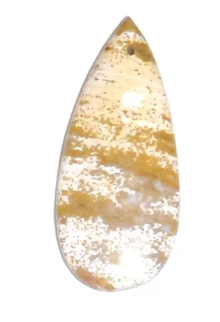P449 Ocean Jasper 46mm Flat Puffed Teardrop Pendant Bead 1pc