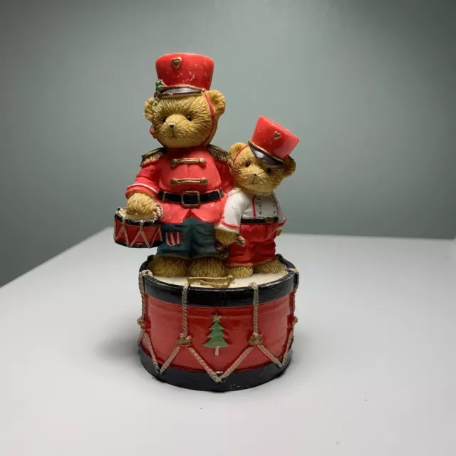 Enesco Cherished Teddies Figurine Brock and Sheldon Marching Beat of Holiday Fun