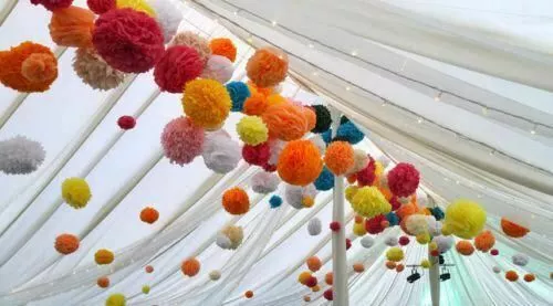 10er-Pack Papierbommel Bommel Hochzeit Party hängendes Dekor Girlande Stoffgröße 3