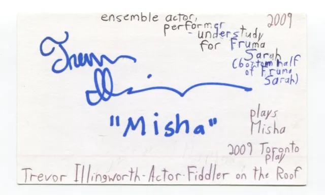 Trevor Illingworth Signed 3x5 Index Card Autographed Actor Fiddler On The Roof