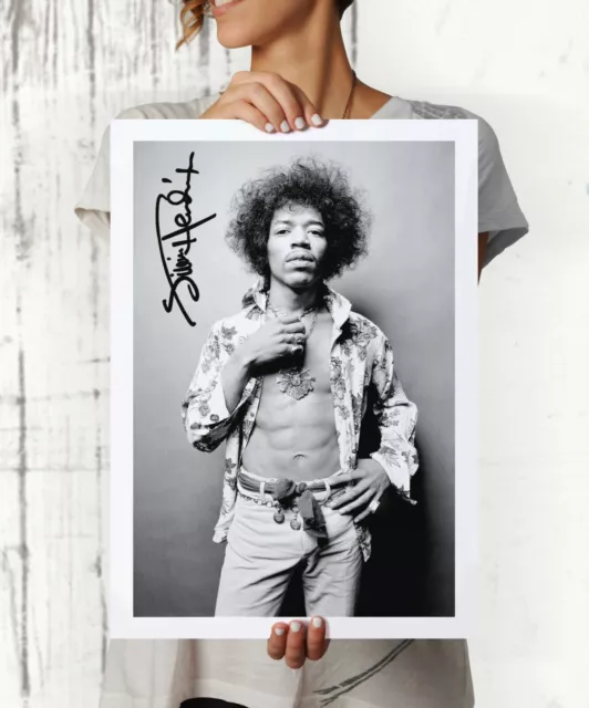 Jimi Hendrix Autographed Poster Print. Perfect Gift. A3 A2 A1 Sizes