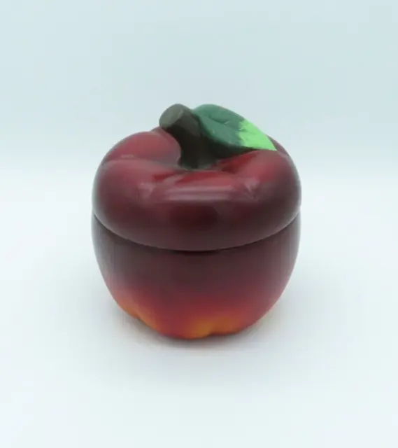 Ceramic Large RED APPLE Shaped Scented Candle Jar w/ Lid-The Candle Company 6.5"