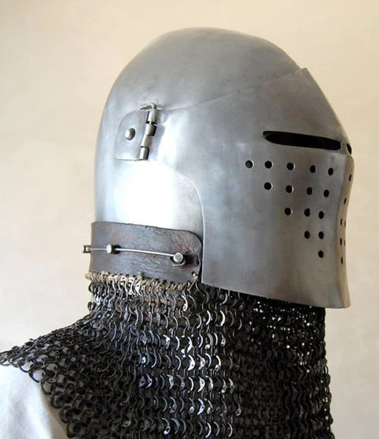 Medieval bascinet Italian barbuta with visor Helmet 16 Gauge Reenactment