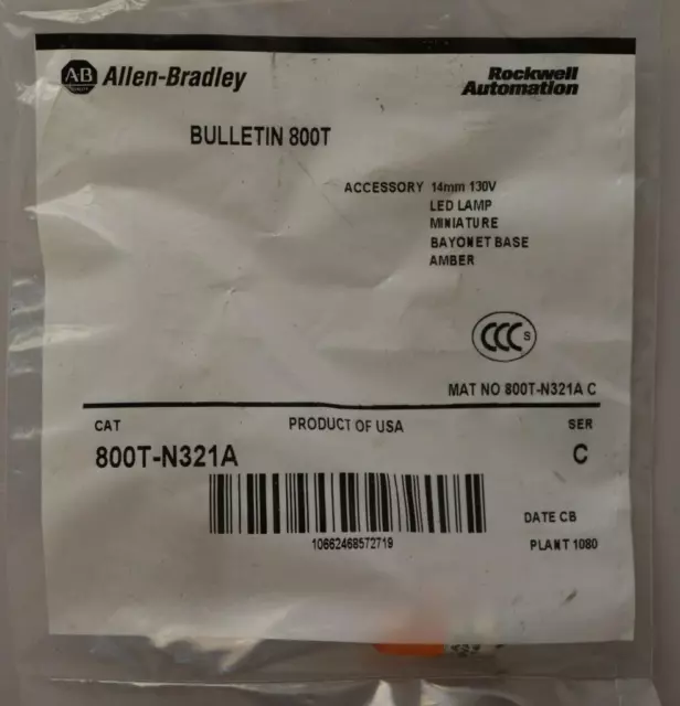 Allen Bradley 800T-N321A Pilot Light Bulb ++ NEW ++