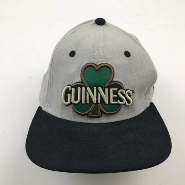 VINTAGE Guinness Hat Cap Strapback Gray Black Adjustable Embroidered Beer Adult