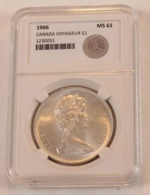 Certified 1966 Silver $1 Dollar Canada Voyageur Coin - Ms 61