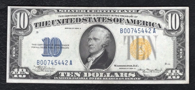 Fr. 2309 1934-A $10 Ten Dollars “North Africa” Silver Certificate About Unc