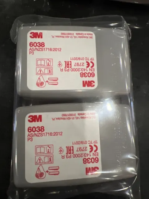 3M 6038 Encapsulated P3 R Particulate and Hydrogen Fluoride Filters -Pack of Two