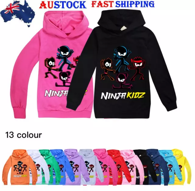 Ninja Tv Kids Hoodie Hooded Jumper Pullover Top Boys Girls Sweatshirt Kidz Gift