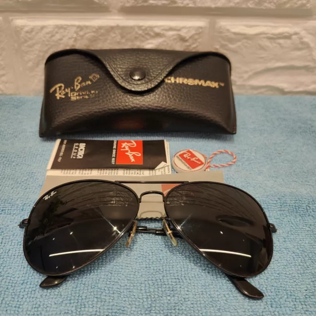 Ray-Ban RB3026 Chromax Driving Series Sunglasses Black Aviator Metal Vintage