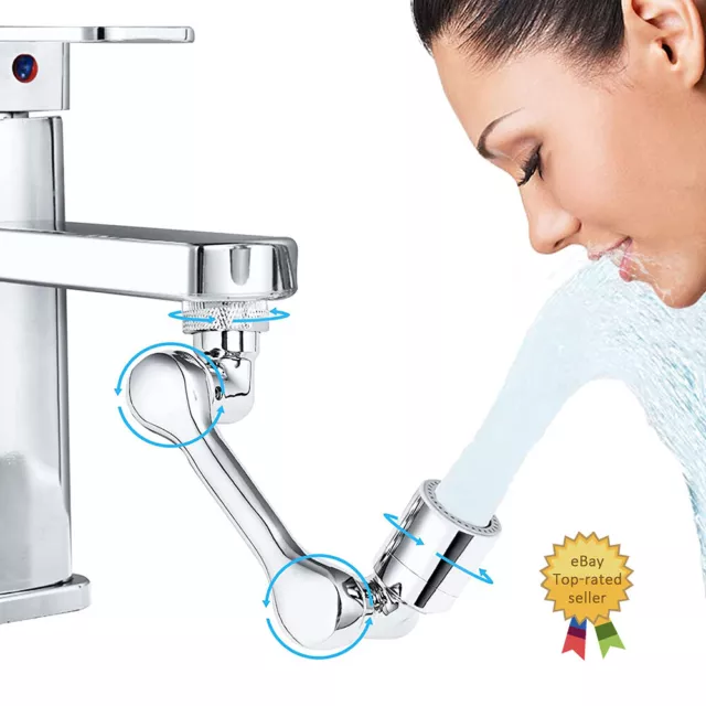 Extension Rotate Robotic Faucet Extender Arm Tap Universal 1080 Swivel Spray