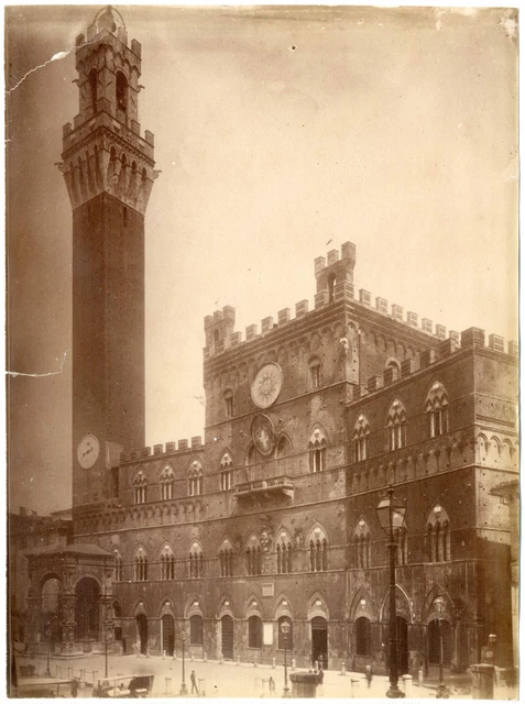 Tirage Albuminé Vintage 'Piazza Del Campo, Siena' Italie Circa 1880 - Format 26x20,5 Cm