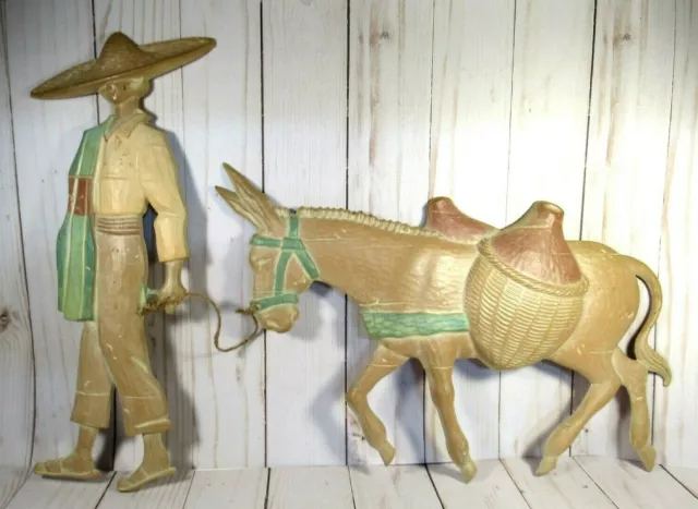 Wall Hanging Southwest "Sexton & Burrow" Donkey VINTAGE Mexico Metal 13+.