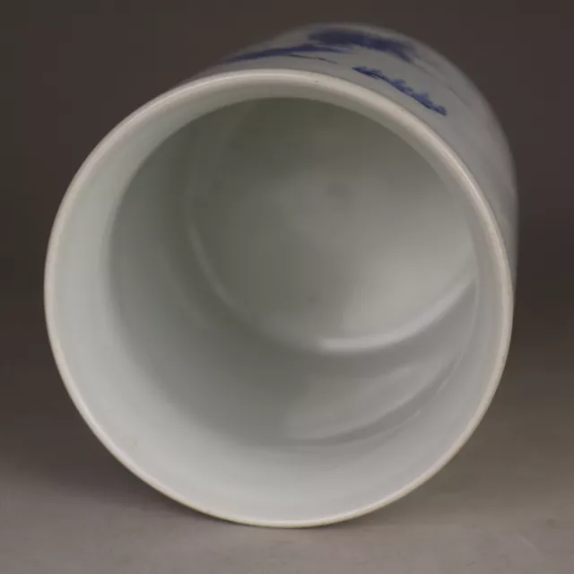 5.2" Collect Chinese Blue White Porcelain Guiguzi Go Downhill Brush Pot 3