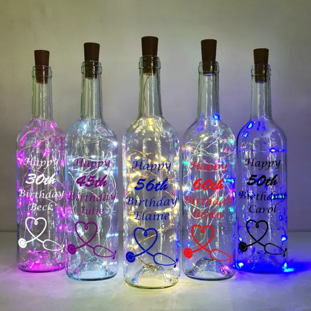 Personalised Stethoscope Light Up Bottle, Birthday Gift 21st 30th 40th 50th 60th