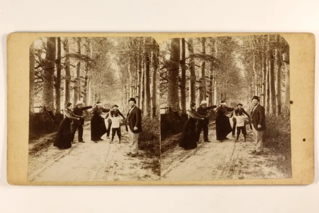 FRANCE Family Artistic Photo Stereo Photo Cover Game Vintage Citrate c1900