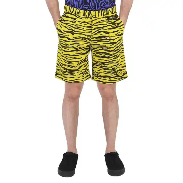 Moschino Men's Yellow Printed Stretch Cotton Shorts, Brand Size 44 (Waist Size